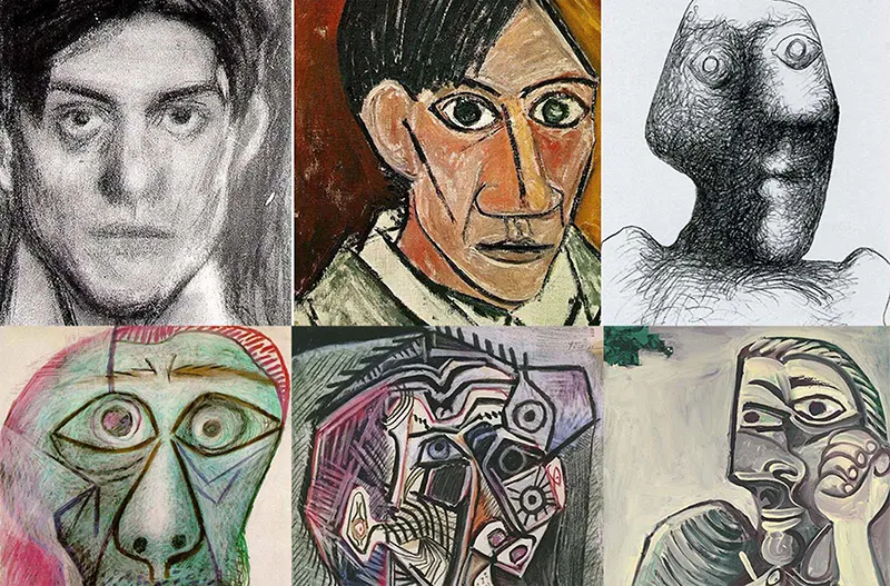 Picasso’s self portrait evolution from age 15 to age 90